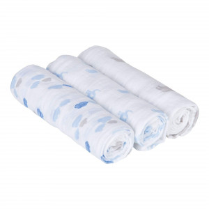 3 броя бебешки пелени от органичен памук - Слончета