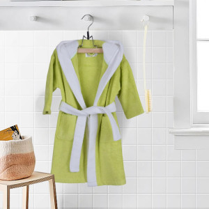 Детски халат зелено и бяло - XL Детски халат зелено и бяло - XL