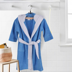 Детски халат синьо и бяло - M