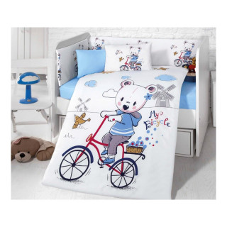 Бебешки спален комплект от Ранфорс - Мечо кара колело