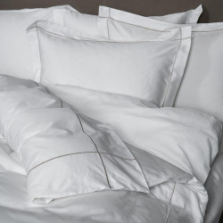 Спално бельо от 5 части White Beige - Памучен сатен