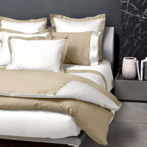 Двоен спален комплект Firenze White Taupe - Памучен сатен Двоен спален комплект Firenze White Taupe - Памучен сатен