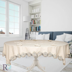 Комплект покривка Luna със салфетки Цвете 160х220 см. - Бежово