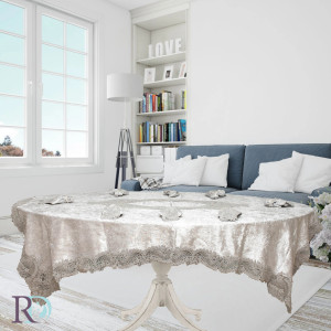 Комплект покривка със салфетки Аliya 160х220 см. - Сиво