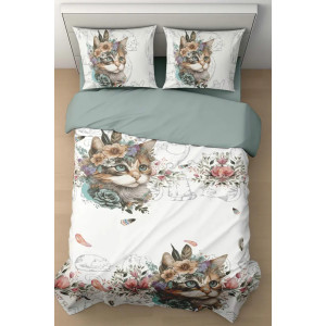 Единично спално бельо Boho Cat - Ранфорс