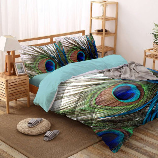Единичен спален комплект Peacock feathers - Ранфорс