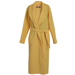 Вафлен халат за баня в жълт цвят - 100% Памук