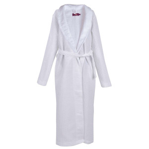 Вафлен халат за баня в бял цвят - 100% Памук Вафлен халат за баня в бял цвят - 100% Памук