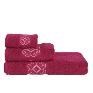 Памучна хавлиена кърпа с бродерия 30/50 Bordeaux Памучна хавлиена кърпа с бродерия 30/50 Bordeaux