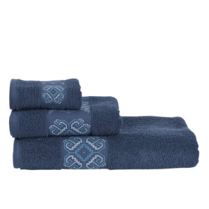 Памучна хавлиена кърпа с бродерия 30/50 Dark blue Памучна хавлиена кърпа с бродерия 30/50 Dark blue