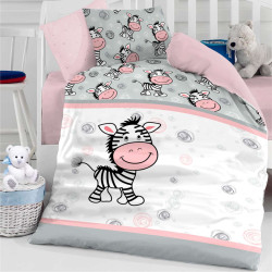 Памучно бебешко спално бельо Щастлива зебра