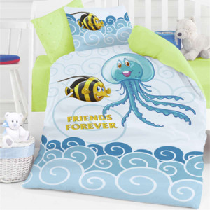 Памучно бебешко спално бельо Приятели завинаги