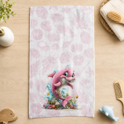 Мека детска кърпа Pink Dolphin с DF печат