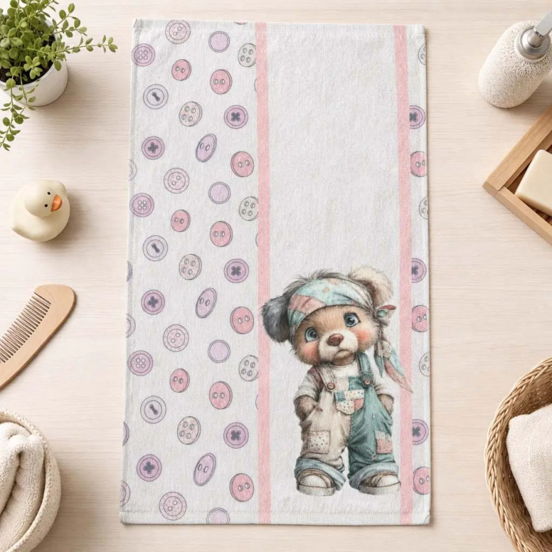Малка детска хавлиена кърпа Pink Bear с DF печат Малка детска хавлиена кърпа Pink Bear с DF печат