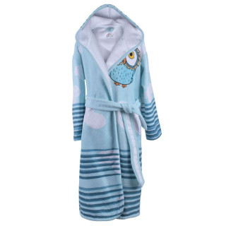 Детски халат за баня - Синьо бухалче L
