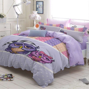 Детско спално бельо от ранфорс Семейство бухали