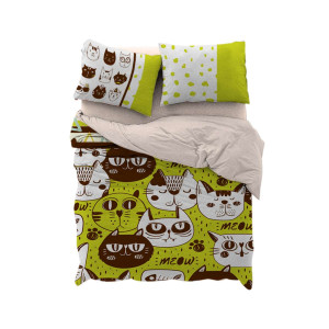 Детско спално бельо от ранфорс Cat art