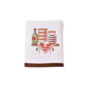 Памучна хавлиена кърпа с бродерия - Прибори Памучна хавлиена кърпа с бродерия - Прибори