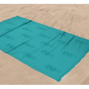 Тюркоазена плажна кърпа Морски кончета  Тюркоазена плажна кърпа Морски кончета