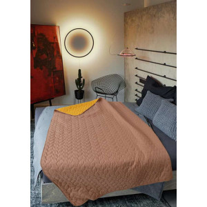 Двулицево микрофибърно шалте Горчица /Кафе 