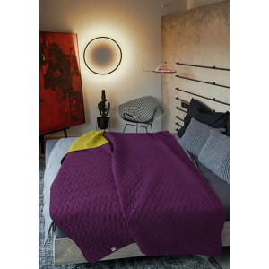 Двулицево микрофибърно шалте Зелено / Лилаво