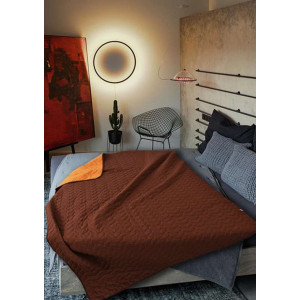 Двулицево микрофибърно шалте Кафе/ Оранж