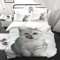 Макси спално бельо 3D white kitten - Ранфорс