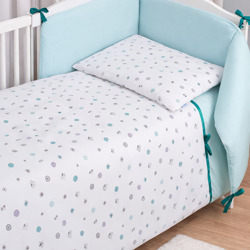 Бебешки спален комплект с обиколник Pretty - Тюркоаз Бебешки спален комплект с обиколник Pretty - Тюркоаз