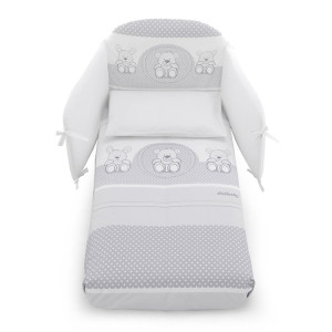 Бебешки спален комплект с обиколник Bubbles 70х130 см. Сив