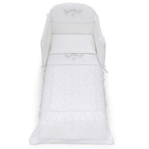 Бебешки спален комплект с обиколник Magnifique Romantic 70х130 см. Бял