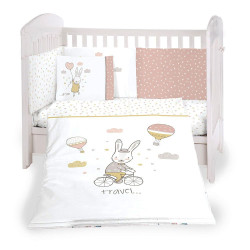 Бебешки спален комплект с обиколник Rabbits in Love - 60х120 см.