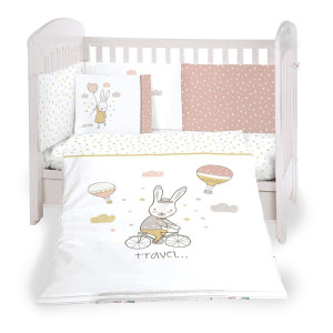 Бебешки спален комплект с обиколник Rabbits in Love - 60х120 см.