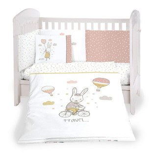 Бебешки спален комплект с обиколник Rabbits in Love - 60х120 см.