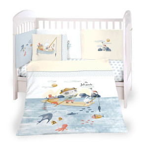 Бебешки спален комплект с обиколник The Fish Panda - 70х140 см.