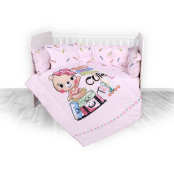 Бебешки спален комплект с обиколник Travel - 60х120 см. Розово