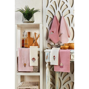 Кухненски вафлени кърпи, 6 броя - Сладолед Кухненски вафлени кърпи, 6 броя - Сладолед