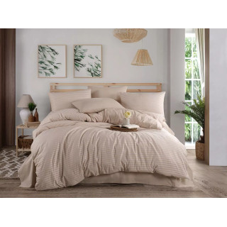 Спален комплект сатениран ранфорс райе - бежов