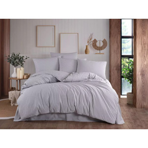 Спален комплект сатениран ранфорс райе - сив