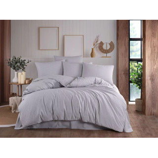 Спален комплект сатениран ранфорс райе - сив