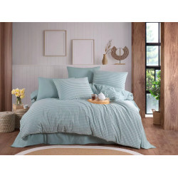 Спален комплект сатениран ранфорс райе - зелен