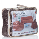 Комплект еластични калъфи за диван и фотьойли в кафяво 
