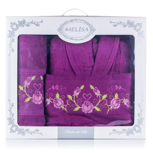 Луксозен комплект за баня Халат с две кърпи Purple purple Луксозен комплект за баня Халат с две кърпи Purple purple