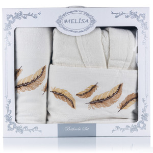 Луксозен комплект за баня Халат с две кърпи Ecru Луксозен комплект за баня Халат с две кърпи Ecru