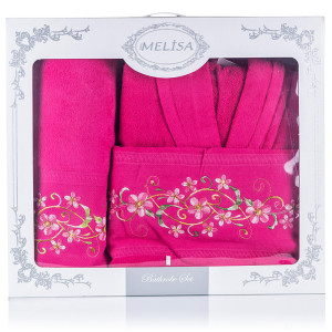 Луксозен комплект за баня Халат с две кърпи TV purple Луксозен комплект за баня Халат с две кърпи TV purple