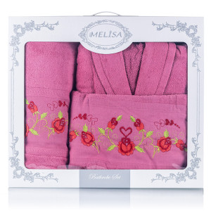 Луксозен комплект за баня Халат с две кърпи Cyclamen Луксозен комплект за баня Халат с две кърпи Cyclamen