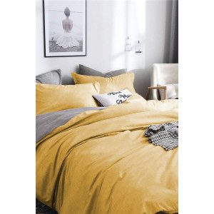 Двулицев спален комплект в Сиво и Жълто - Ранфорс