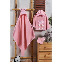 Бебешки комплект за баня в розово - Кученце