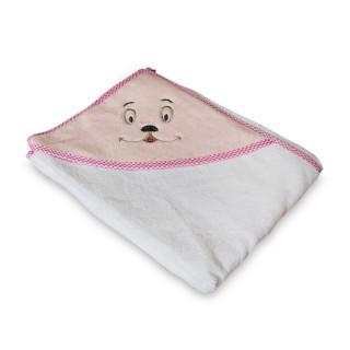 Мека памучна хавлия за бебе Розова - сладко личице 