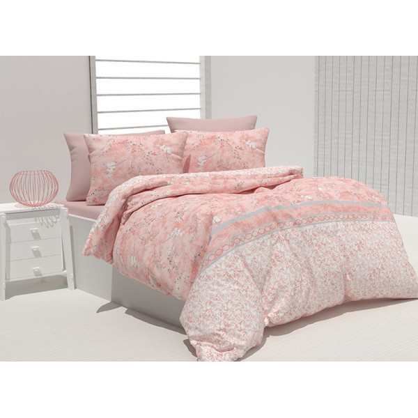 Памучен спален комплект Ванеса в прасковен цвят 
