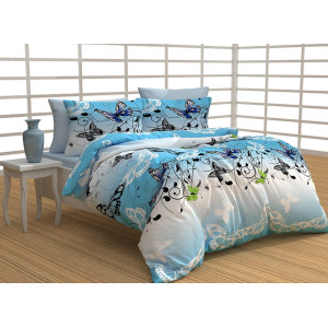 100% Памучен спален комплект Синя пеперуда